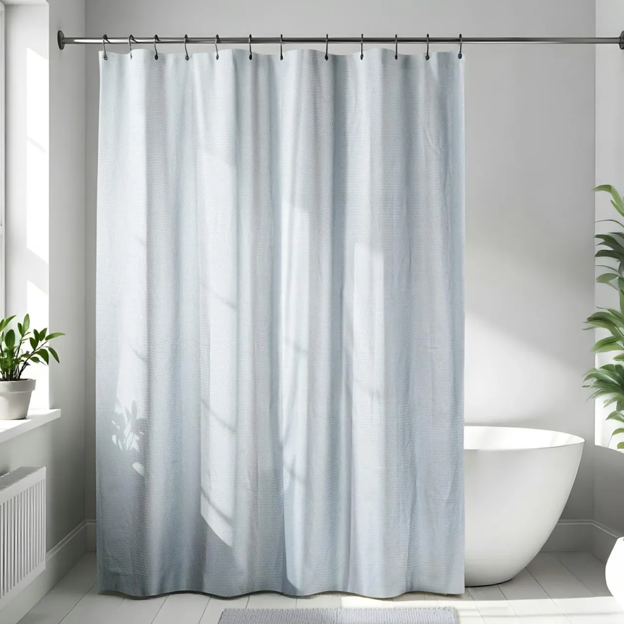 Accessoire Salle De Bain|Rideau De Douche|TENDANCE Rideau de douche en microfibre (180 x 200 cm) Gauffré Gris clair