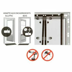 Moustiquaire|LUANCE Rideau de porte Moustiquaire (100 x H220 cm) Aimanté Gris