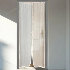 Moustiquaire|LUANCE Rideau de porte Moustiquaire (100 x H220 cm) Aimanté Ecru