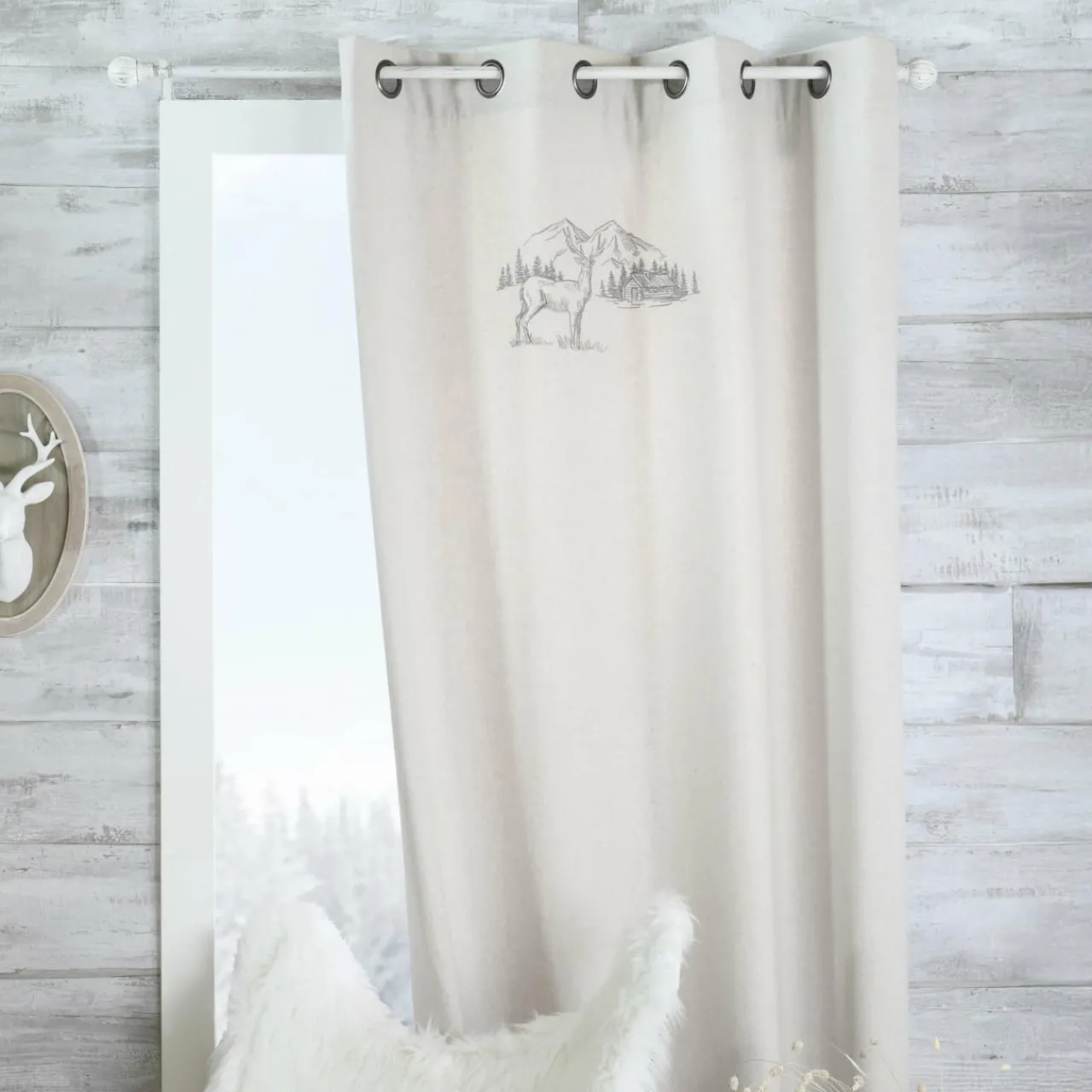 Rideau|STOF Rideau effet laine (135 x 260 cm) Planay Ecru