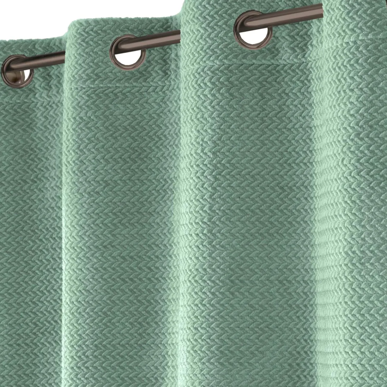 Rideau|douceur d'intu017drieur Rideau flanelle relief (140 x 240 cm) Flanela Vert kaki