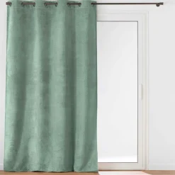 Rideau|douceur d'intu017drieur Rideau flanelle relief (140 x 240 cm) Flanela Vert kaki