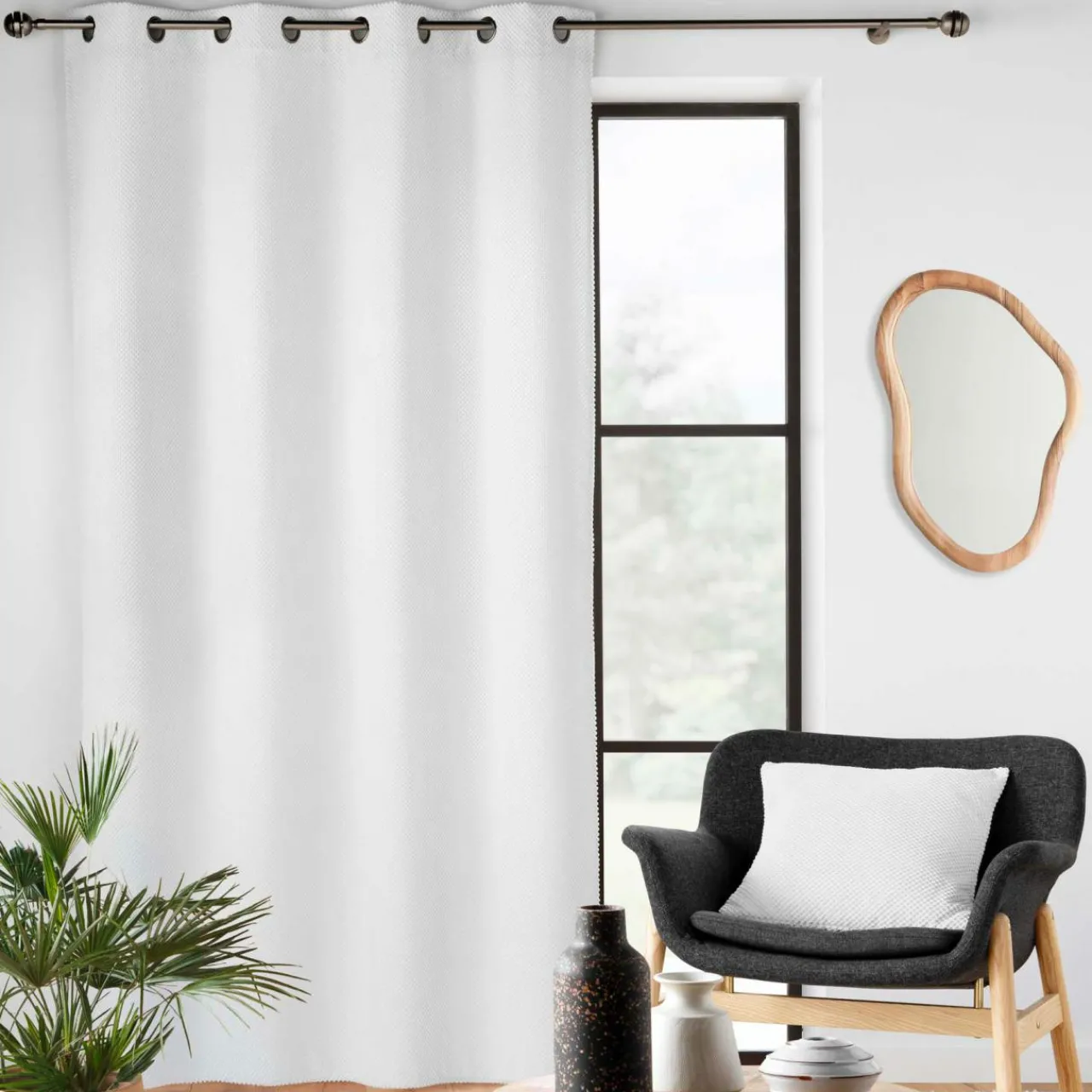 Rideau|douceur d'intu017drieur Rideau flanelle relief (140 x 260 cm) Java Blanc