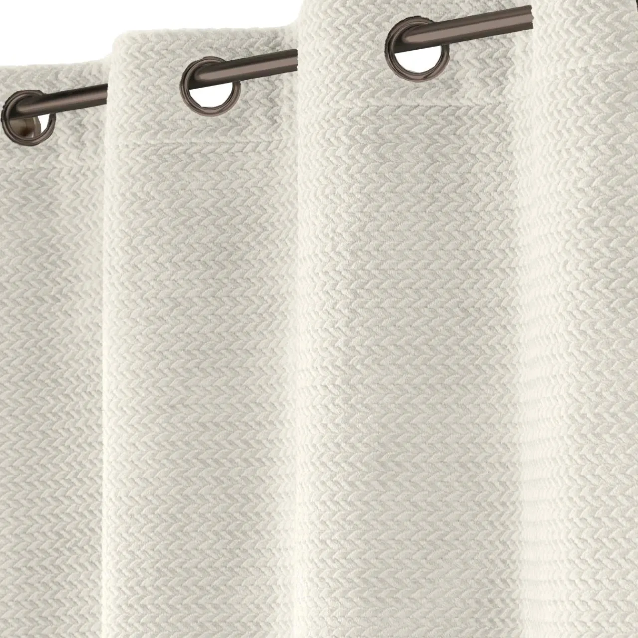 Rideau|douceur d'intu017drieur Rideau flanelle relief (140 x 240 cm) Flanela Ecru