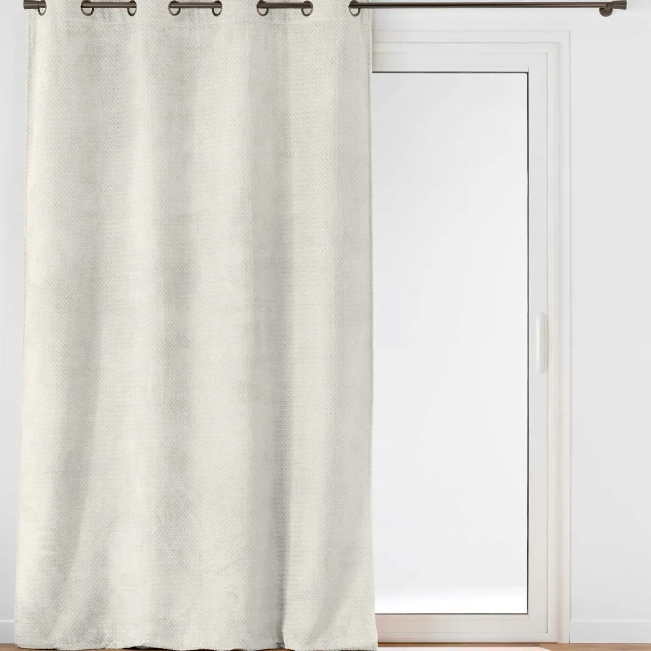 Rideau|douceur d'intu017drieur Rideau flanelle relief (140 x 240 cm) Flanela Ecru