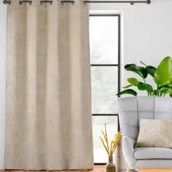 Rideau|douceur d'intu017drieur Rideau flanelle relief (140 x 240 cm) Flanela Beige