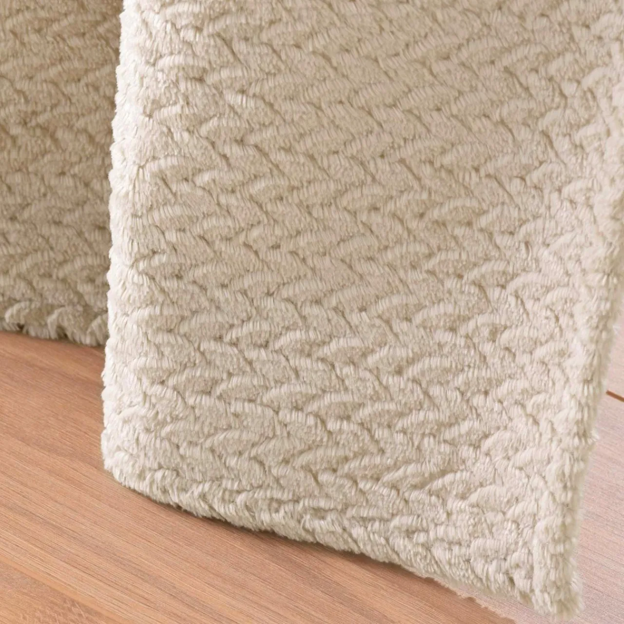 Rideau|douceur d'intu017drieur Rideau flanelle relief (140 x 240 cm) Flanela Beige
