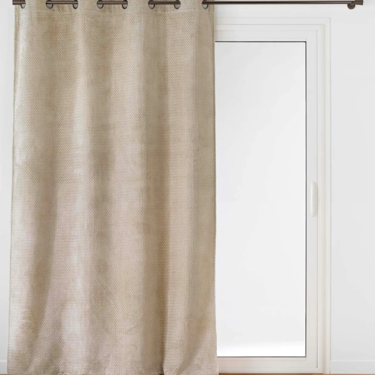 Rideau|douceur d'intu017drieur Rideau flanelle relief (140 x 240 cm) Flanela Beige