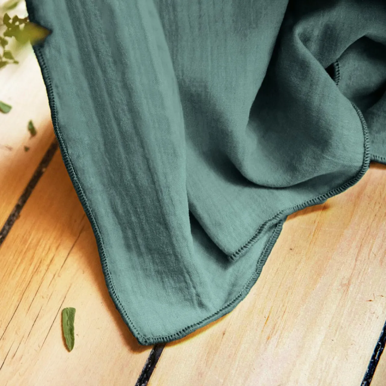 Rideau|EMINZA Rideau gaze de coton ajustable (180 x max 300 cm) Gaïa Bleu canard