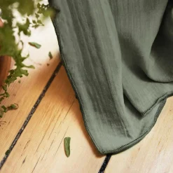 Rideau|EMINZA Rideau gaze de coton ajustable (280 x max 300 cm) Gaïa Vert romarin