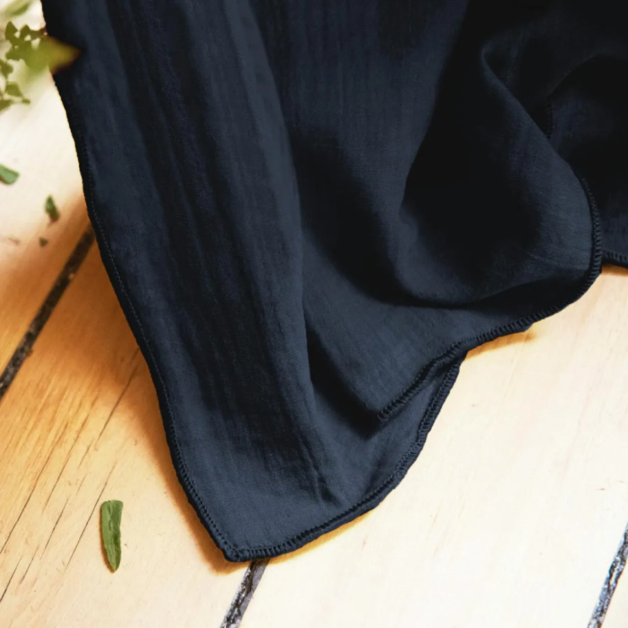 Rideau|EMINZA Rideau gaze de coton ajustable (180 x max 300 cm) Gaïa Bleu nuit