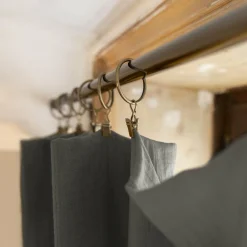 Rideau|EMINZA Rideau gaze de coton ajustable (140 x max 300 cm) Gaïa Gris granit Gris foncé