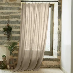 Rideau|EMINZA Rideau gaze de coton ajustable (180 x max 300 cm) Gaïa Ficelle
