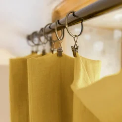 Rideau|EMINZA Rideau gaze de coton ajustable (180 x max 300 cm) Gaïa Jaune safran