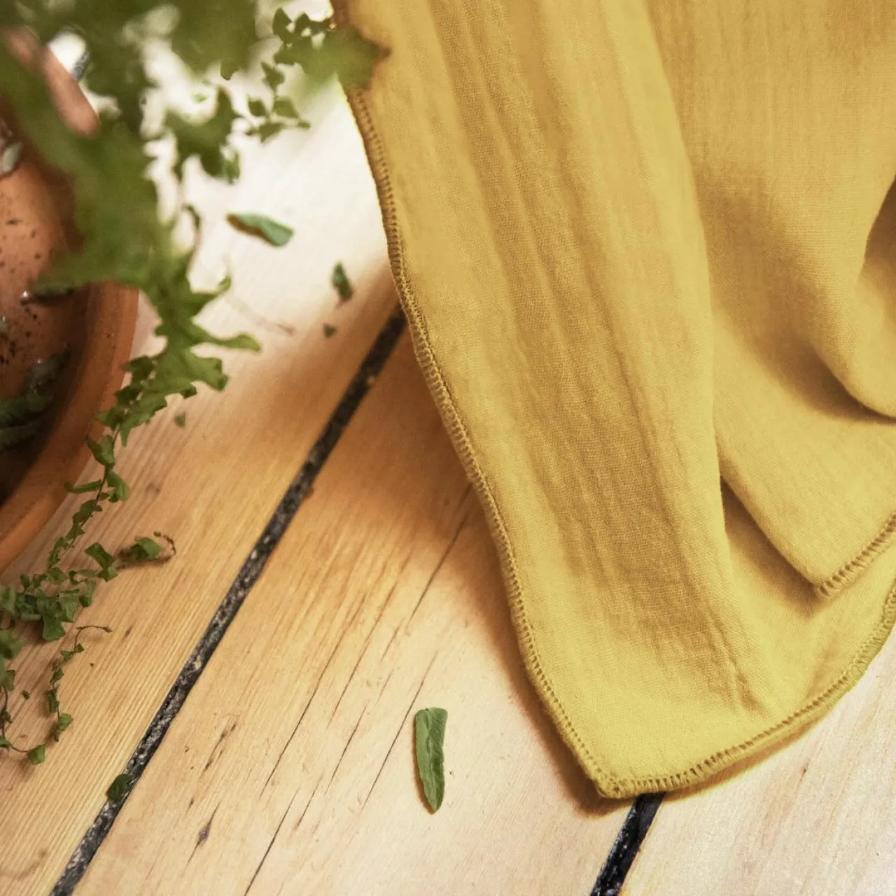 Rideau|EMINZA Rideau gaze de coton ajustable (180 x max 300 cm) Gaïa Jaune safran