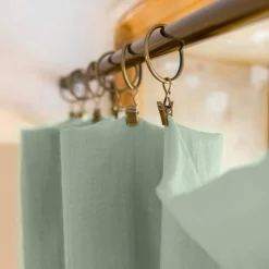 Rideau|EMINZA Rideau gaze de coton ajustable (280 x max 300 cm) Gaïa Vert Eucalyptus