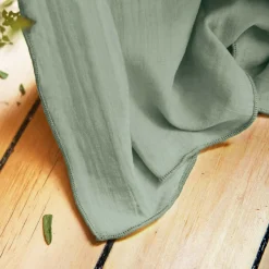 Rideau|EMINZA Rideau gaze de coton ajustable (280 x max 300 cm) Gaïa Vert Eucalyptus