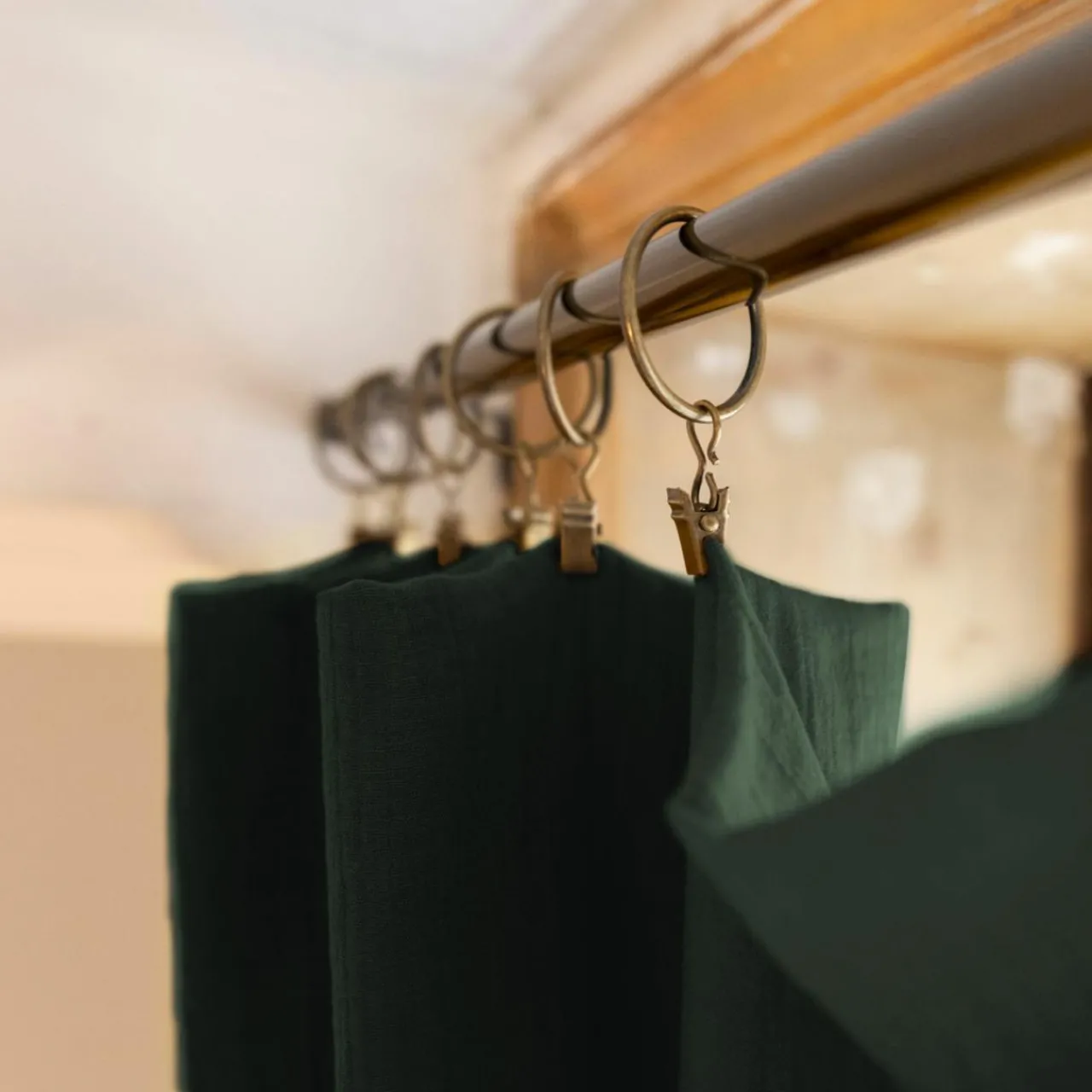 Rideau|EMINZA Rideau gaze de coton ajustable (140 x 300 cm) Gaïa Vert sapin