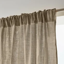 Rideau|EMINZA Rideau gaze de coton galon fronceur (140 x 240 cm) Gaïa Ficelle