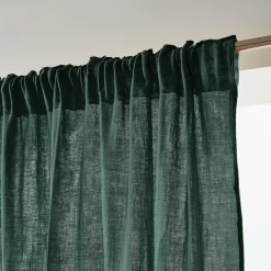 Rideau|EMINZA Rideau gaze de coton galon fronceur (140 x 240 cm) Gaïa Vert sapin