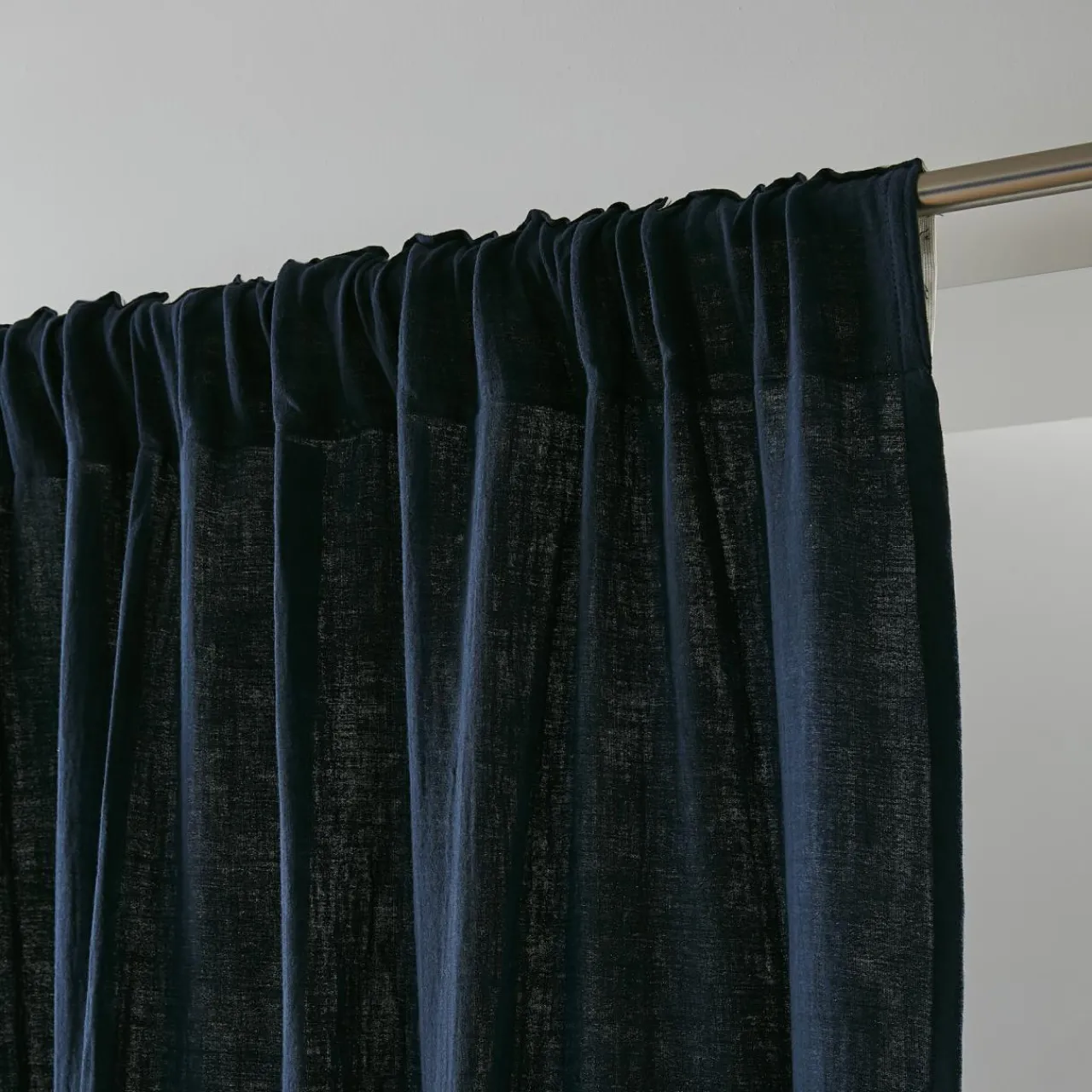 Rideau|EMINZA Rideau gaze de coton galon fronceur (180 x 240 cm) Gaïa Bleu nuit