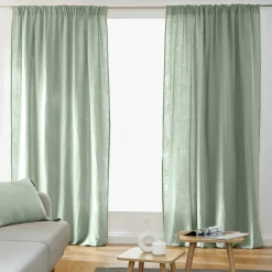 Rideau|EMINZA Rideau gaze de coton galon fronceur (180 x 240 cm) Gaïa Vert Eucalyptus