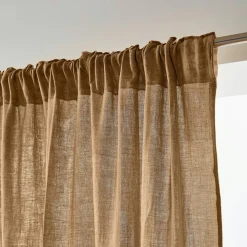 Rideau|EMINZA Rideau gaze de coton galon fronceur (140 x 240 cm) Gaïa Camel