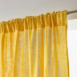 Rideau|EMINZA Rideau gaze de coton galon fronceur (180 x 240 cm) Gaïa Jaune safran