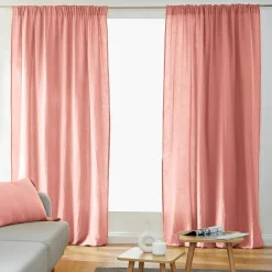 Rideau|EMINZA Rideau gaze de coton galon fronceur (180 x 240 cm) Gaïa Rose Pêche