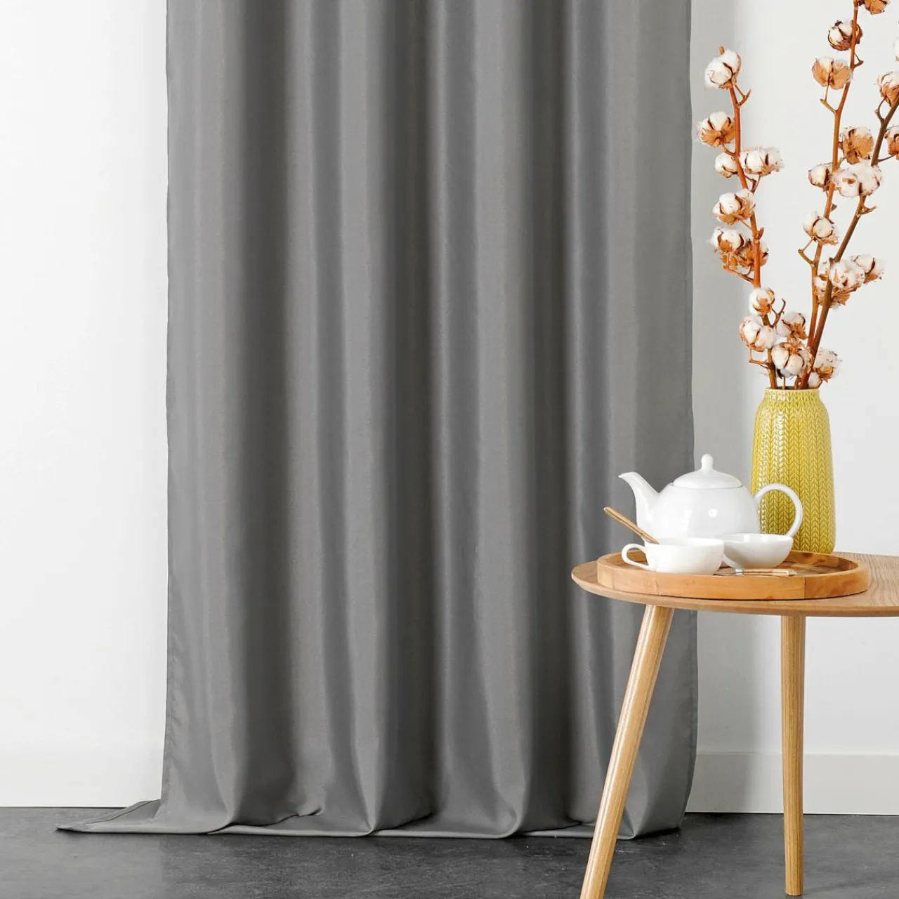 Rideau|LINDER Rideau ignifugé (135 x 240 cm) Double Natte Gris