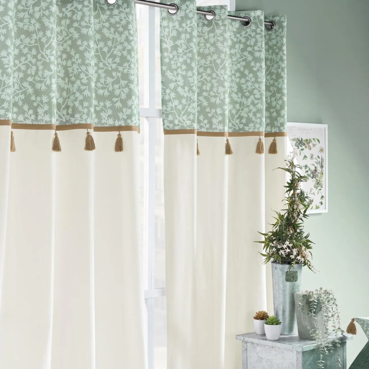 Rideau|douceur d'intu017drieur Rideau œillets (140 x 240 cm) Vivoline Vert menthe