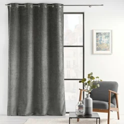 Rideau|douceur d'intu017drieur Rideau œillets velours (140 x 260 cm) Verra Gris Anthracite