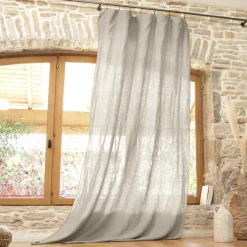 Rideau|EMINZA Rideau lin lavé ajustable (140 x max 270 cm) Louise Beige
