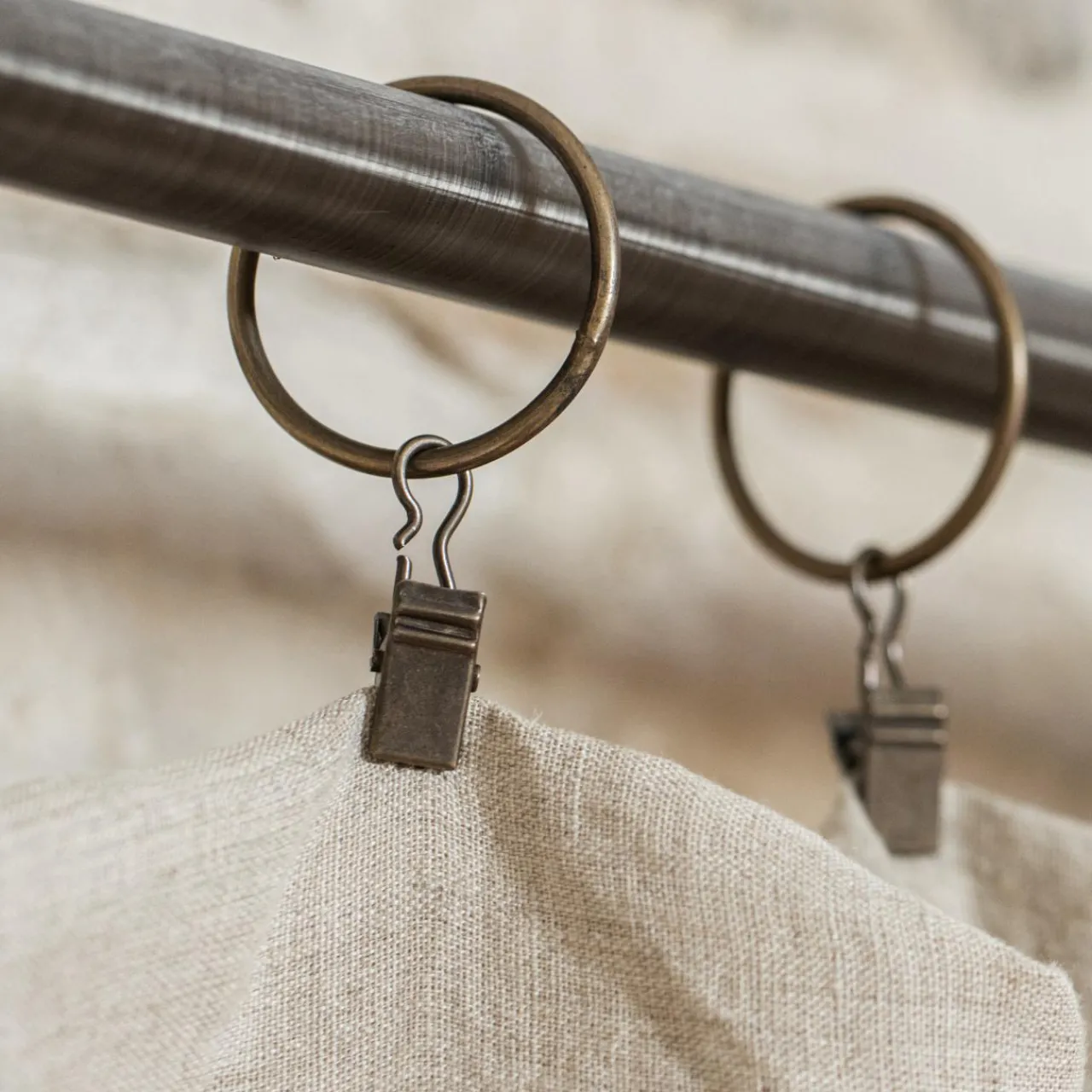 Rideau|EMINZA Rideau lin lavé ajustable (140 x max 270 cm) Louise Beige