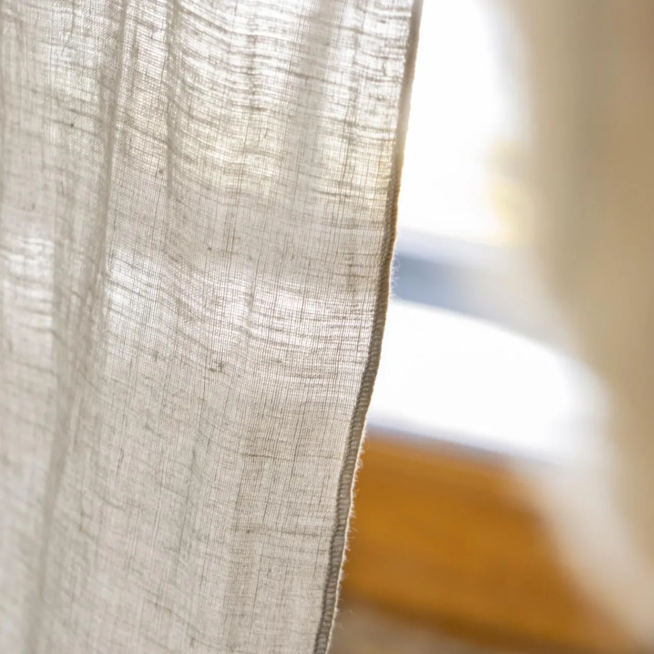 Rideau|EMINZA Rideau lin lavé ajustable (140 x max 270 cm) Louise Beige