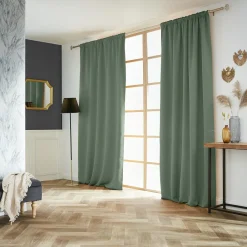 Rideau|EMINZA Rideau obscurcissant galon fronceur (140 x 260 cm) Dark Vert romarin