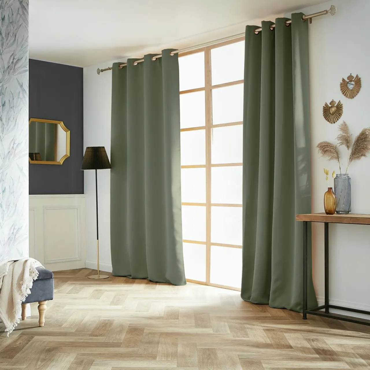 Rideau|EMINZA Rideau obscurcissant (140 x 260 cm) Dark Vert kaki