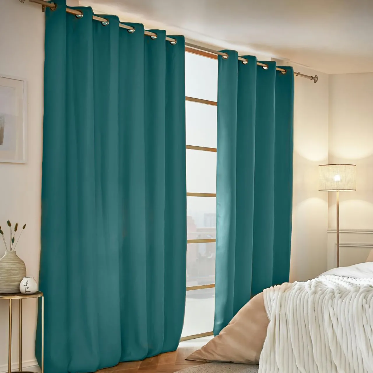 Rideau Thermique|Rideau|EMINZA Rideau obscurcissant thermique (180 x 260 cm) Calore Bleu canard