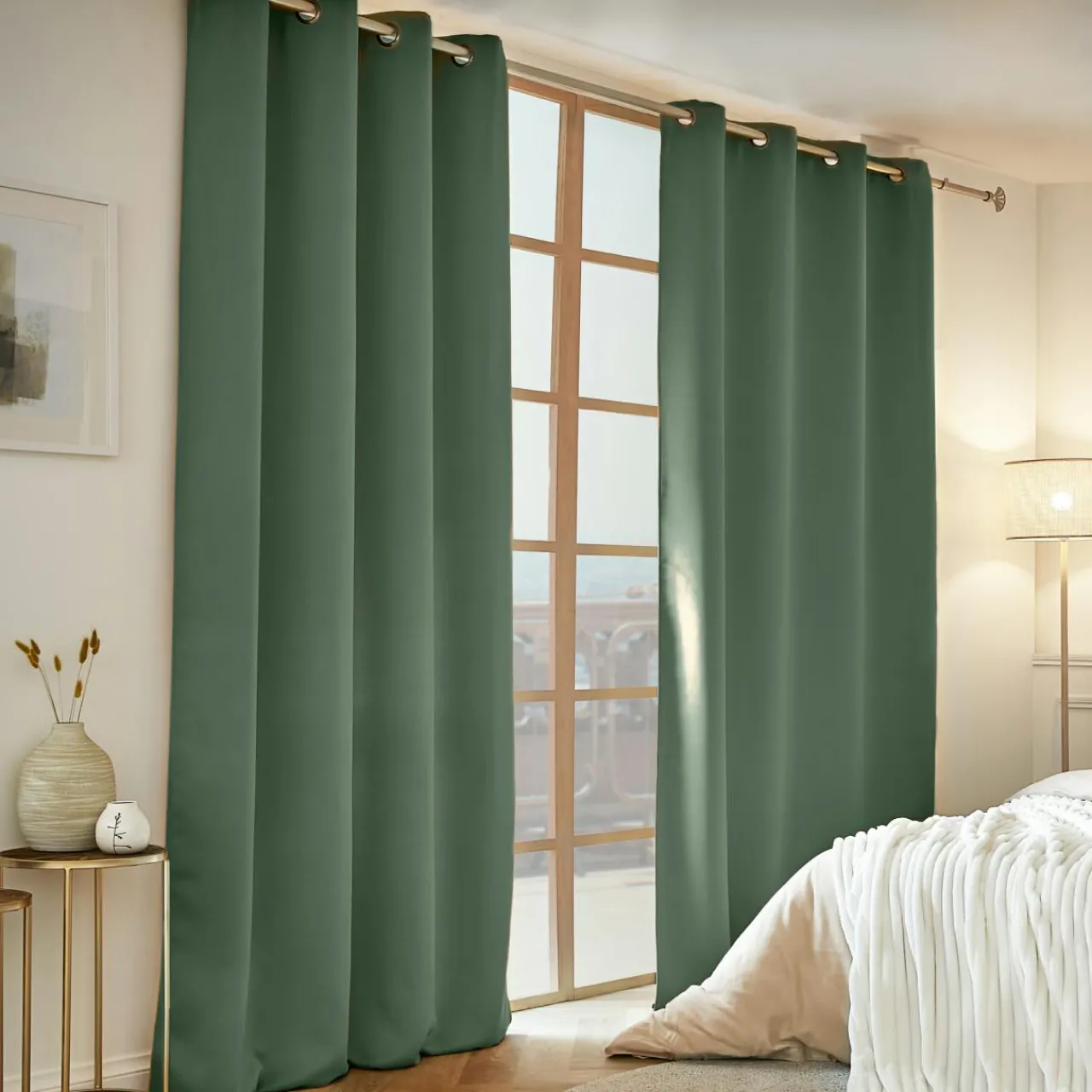Rideau Thermique|Rideau|EMINZA Rideau obscurcissant thermique (140 x 280 cm) Calore Vert romarin