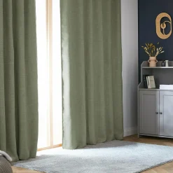 Rideau Thermique|Rideau|EMINZA Rideau obscurcissant thermique galon fronceur (180 x 260 cm) Alba Vert romarin