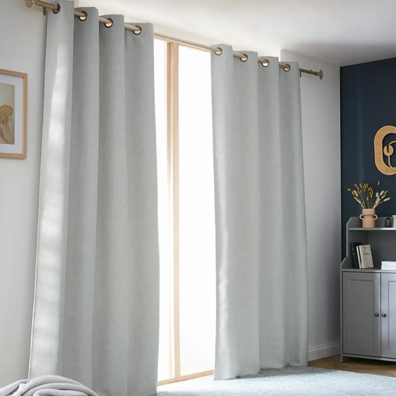 Rideau Thermique|Rideau|EMINZA Rideau obscurcissant thermique (140 x 240 cm) Alba Gris