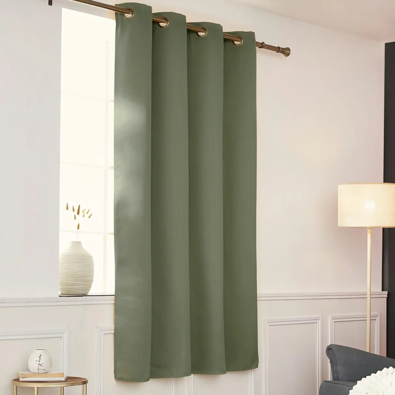 Rideau Thermique|Rideau|EMINZA Rideau obscurcissant thermique (140 x 180 cm) Calore Vert kaki