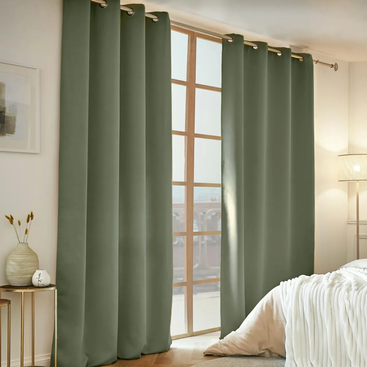 Rideau Thermique|Rideau|EMINZA Rideau obscurcissant thermique (140 x 280 cm) Calore Vert kaki