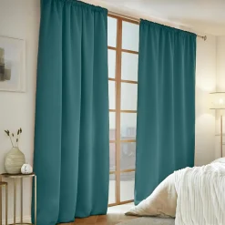 Rideau Thermique|Rideau|EMINZA Rideau obscurcissant thermique galon fronceur (140 x 240 cm) Calore Bleu canard