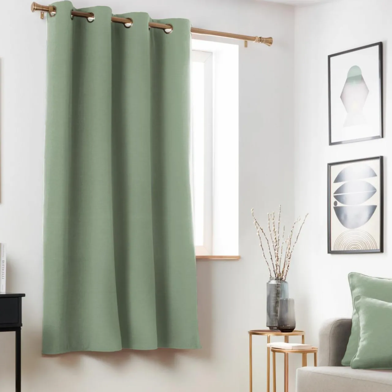 Rideau|EMINZA Rideau obscurcissant thermique (140 x 180 cm) Minuit Vert kaki