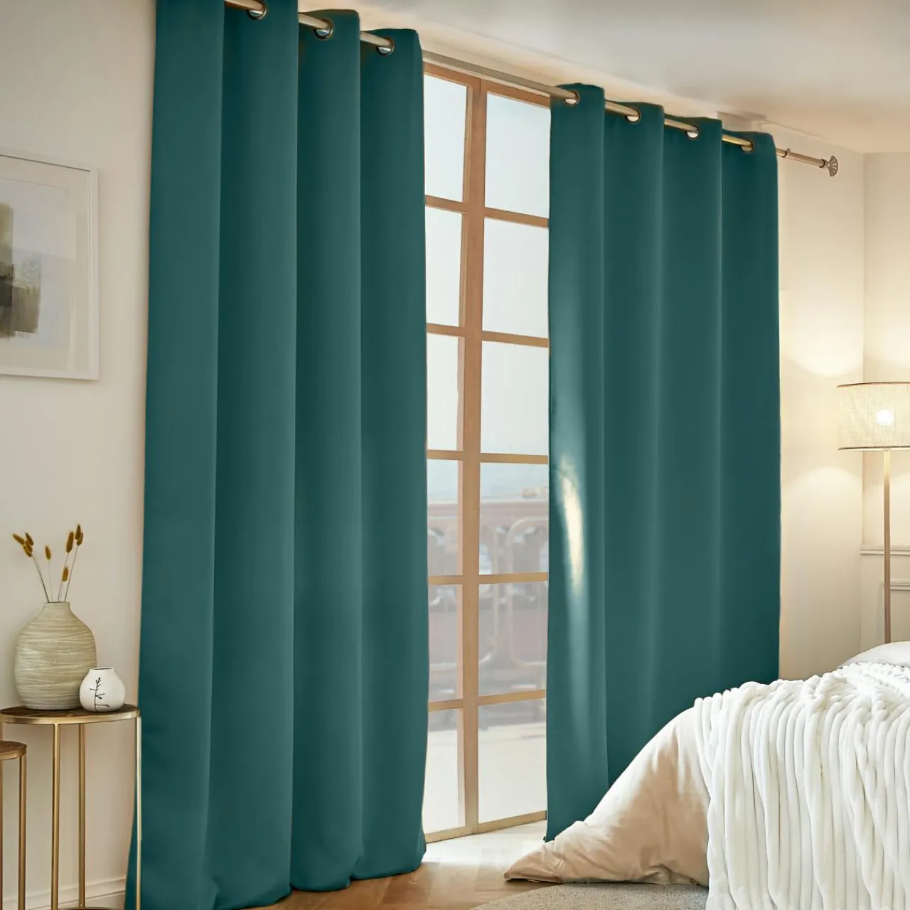 Rideau Thermique|Rideau|EMINZA Rideau obscurcissant thermique (140 x 240 cm) Calore Bleu canard