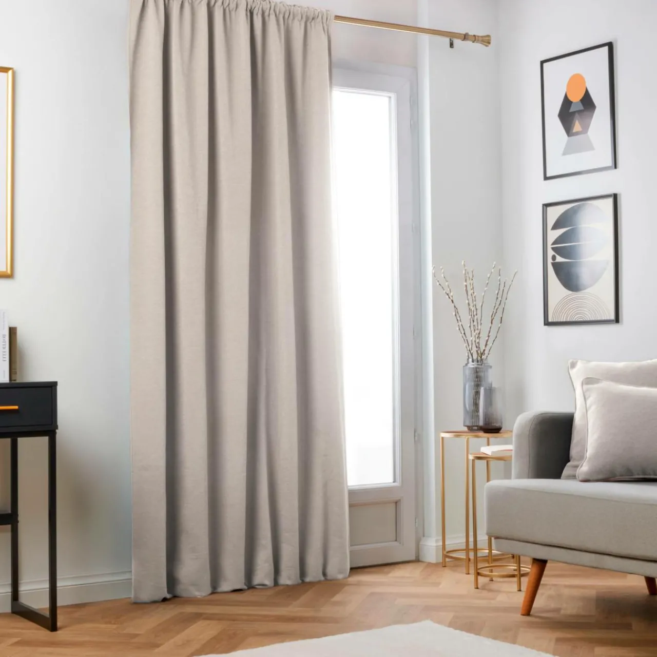 Rideau|EMINZA Rideau obscurcissant thermique galon fronceur (280 x 240 cm) Minuit Taupe