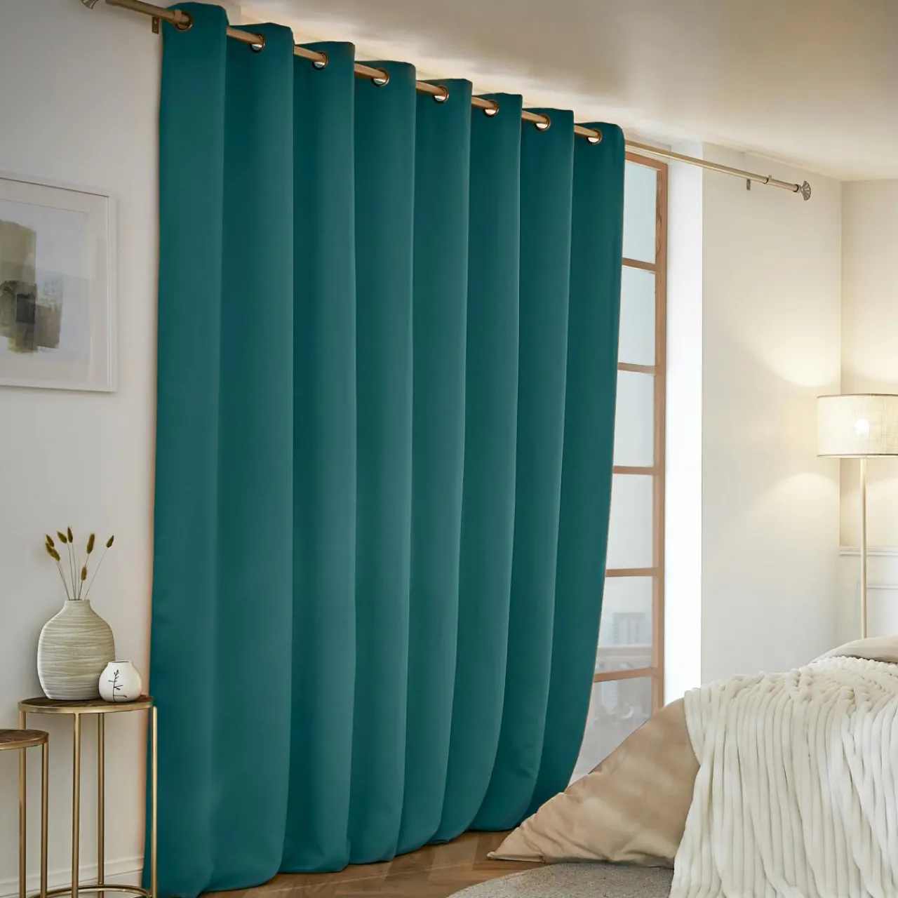 Rideau Thermique|Rideau|EMINZA Rideau obscurcissant thermique (280 x 260 cm) Calore Bleu canard