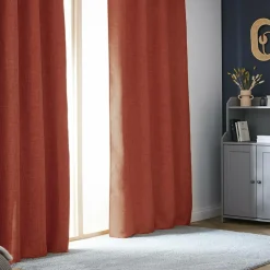 Rideau Thermique|Rideau|EMINZA Rideau obscurcissant thermique galon fronceur (180 x 260 cm) Alba Terracotta