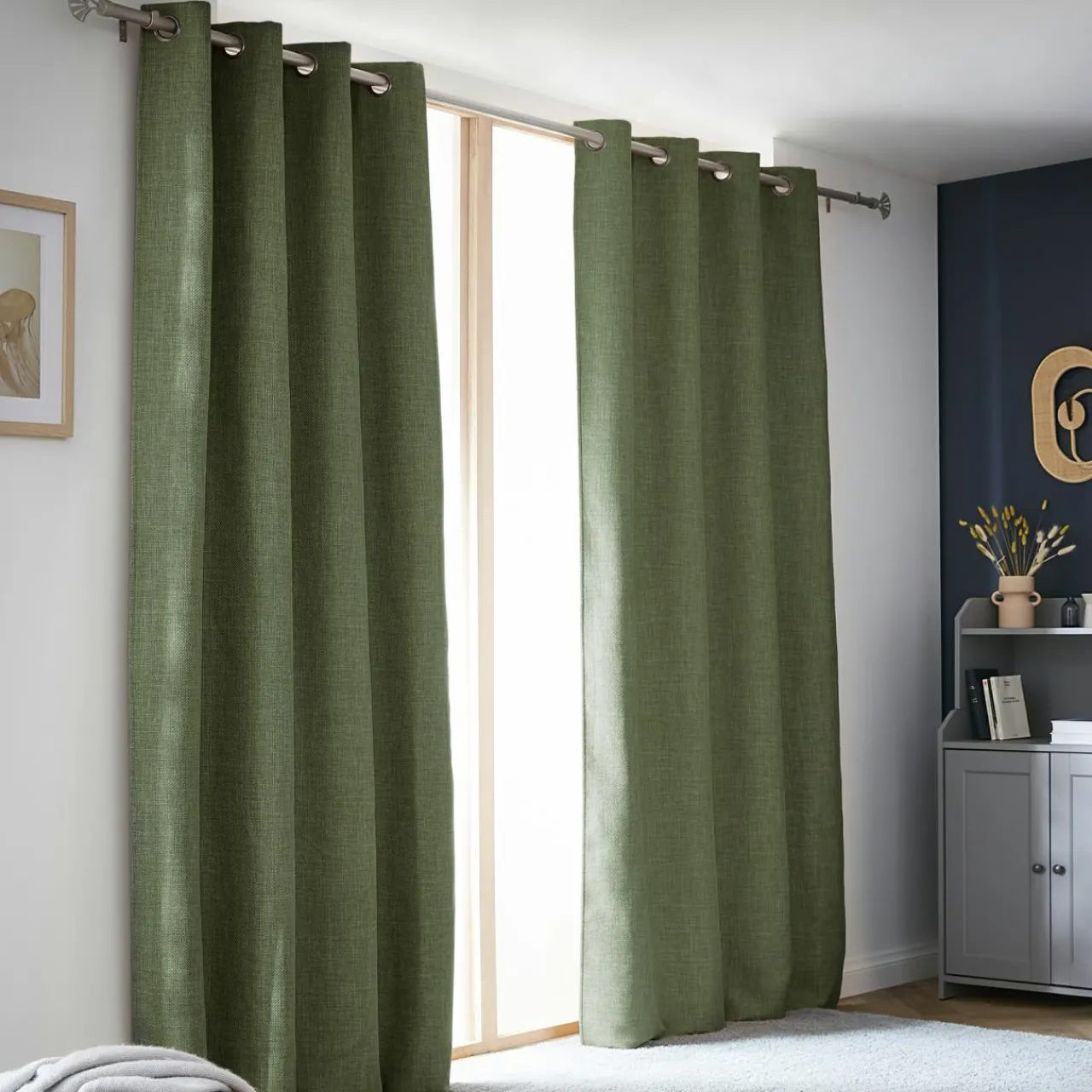 Rideau Thermique|Rideau|EMINZA Rideau obscurcissant thermique (140 x 280 cm) Alba Vert kaki